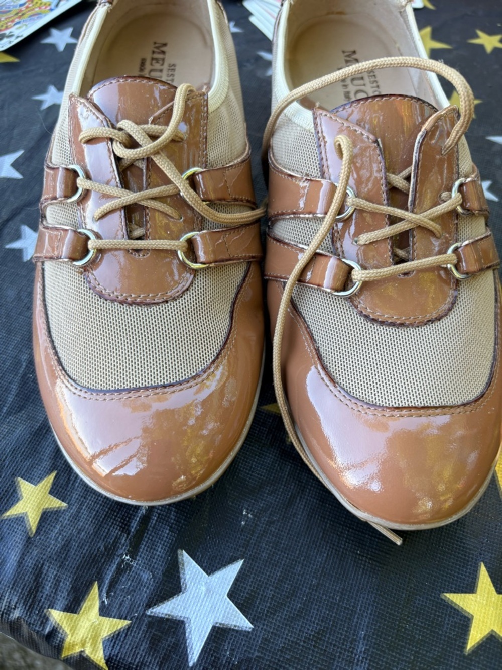 Sesto Meucci women's beige brown ballet shoes Bonnie sneaker Size 8.5 - Picture 2 of 6
